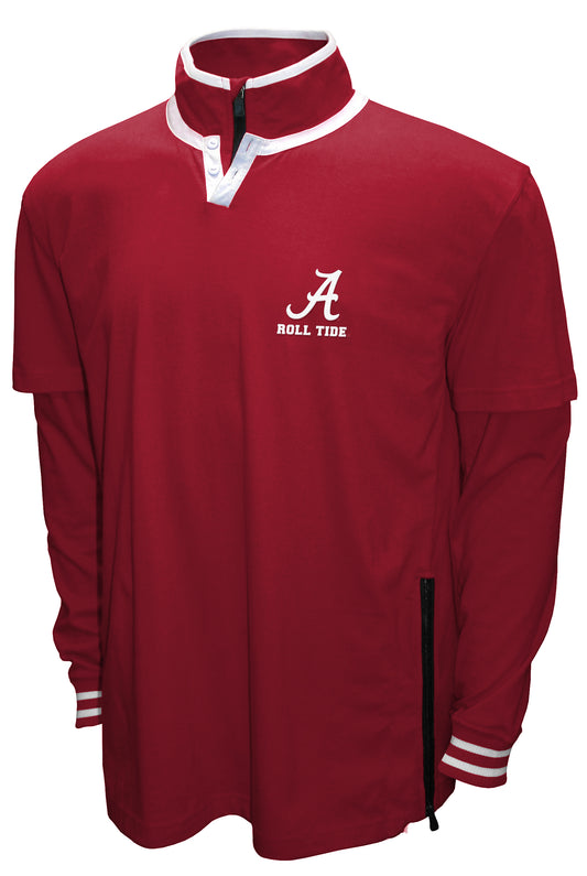 Alabama Crimson Tide Franchise Club 3-in-1 Double-Down T-Shirt & Quarter-Zip Pullover Set - Crimson