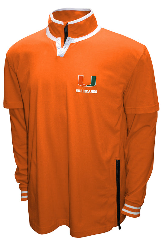 Miami Hurricanes Franchise Club 3-in-1 Double-Down T-Shirt & Quarter-Zip Pullover Set - Orange