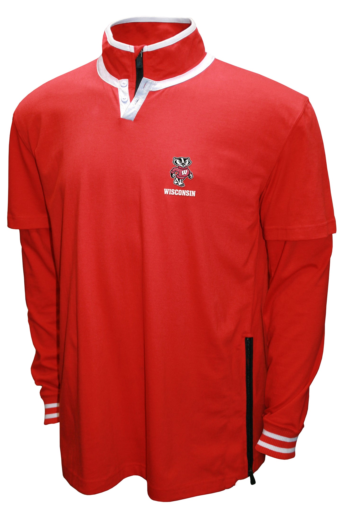 Wisconsin Badgers Franchise Club 3-in-1 Double-Down T-Shirt & Quarter-Zip Pullover Set - Red