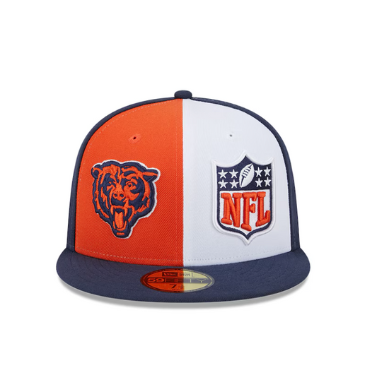 Chicago Bears New Era  Sideline Split 59fifty Fitted Hat - Blue/Orange