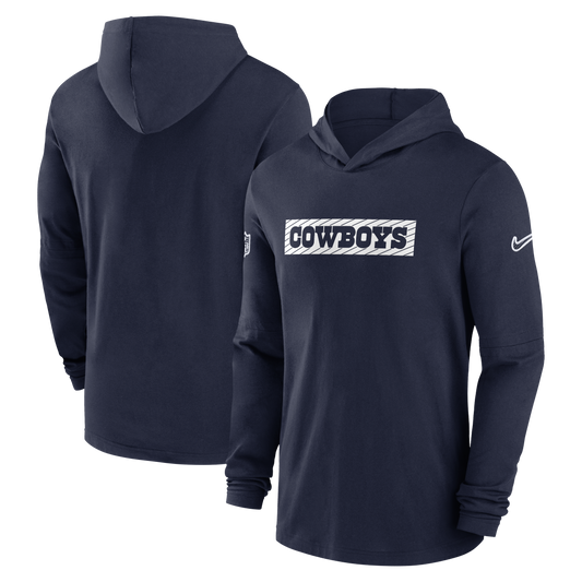 Dallas Cowboys Nike Sideline Performance Long Sleeve Hooded Shirt - Navy