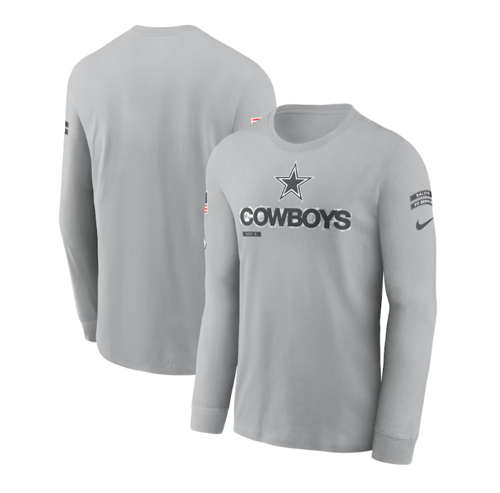 Dallas Cowboys Nike Salute To Service Long Sleeve T-Shirt - Gray