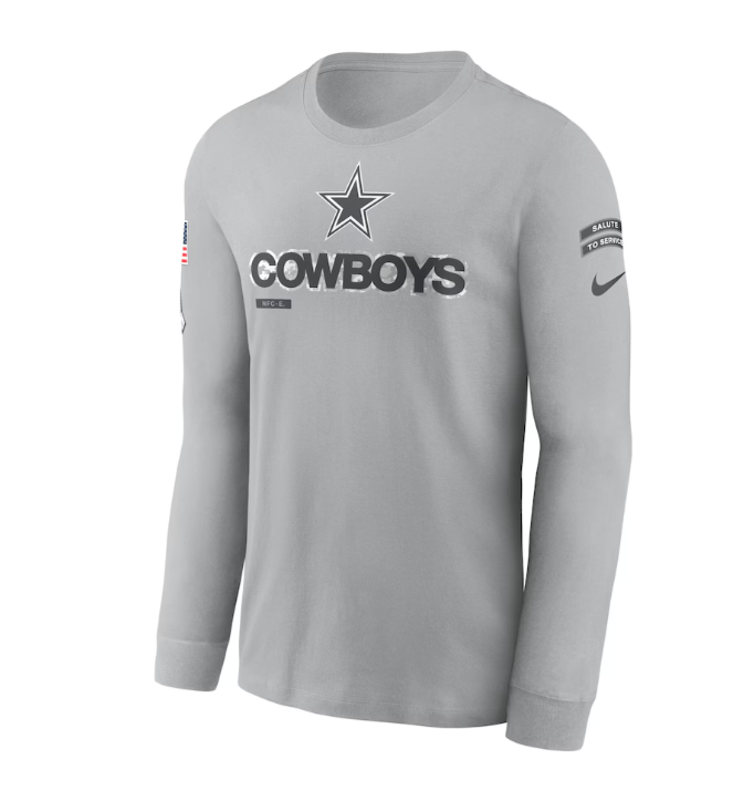 Dallas Cowboys Nike Salute To Service Long Sleeve T-Shirt - Gray
