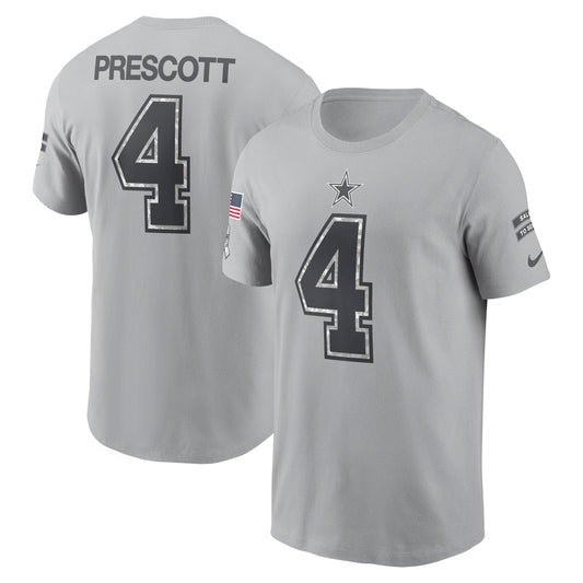 Dallas Cowboys Nike 2024 Salute to Service #4 Dak Prescott Player T-Shirt - Gray