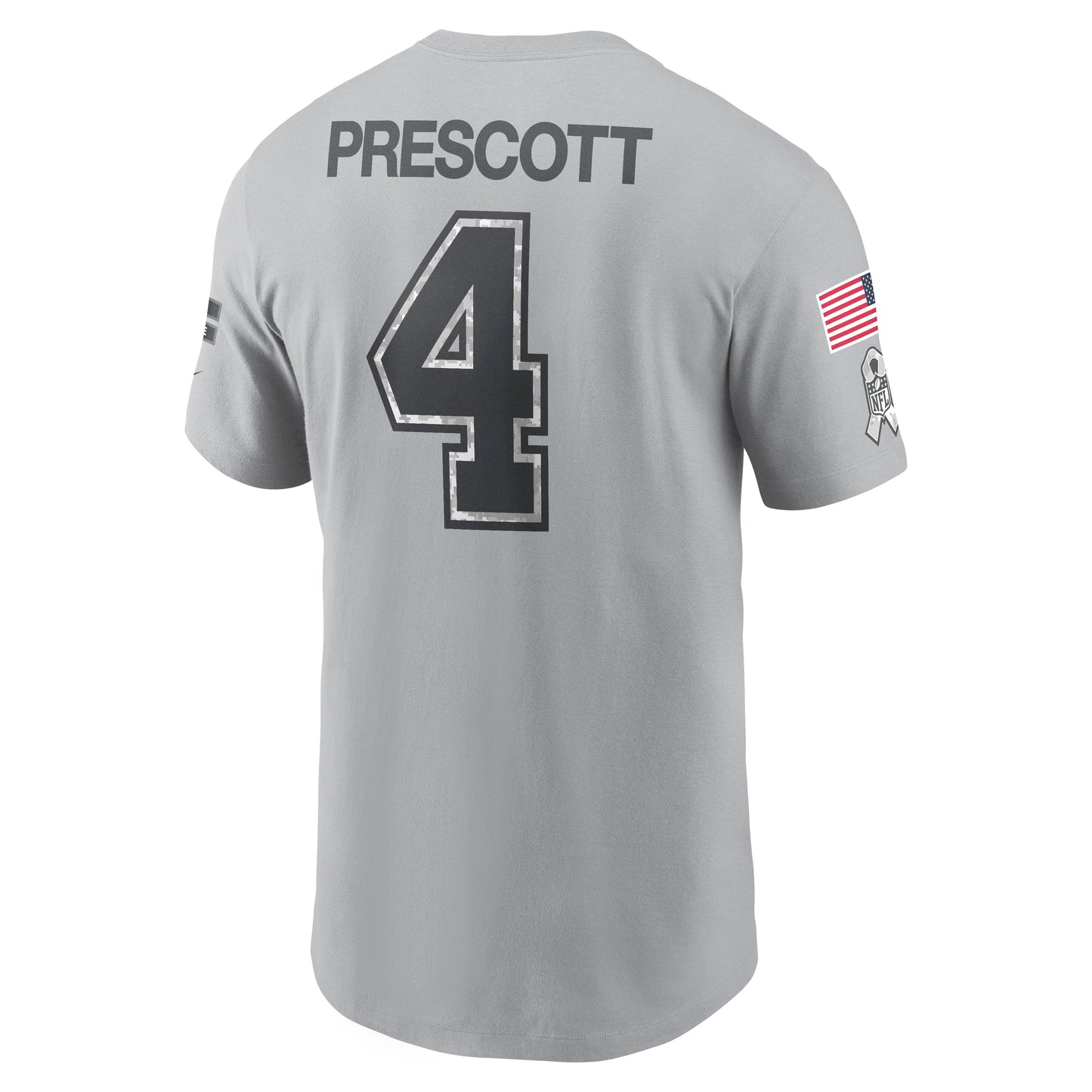 Dallas Cowboys Nike 2024 Salute to Service #4 Dak Prescott Player T-Shirt - Gray