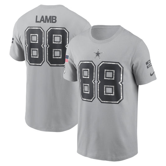 Dallas Cowboys Nike 2024 Salute to Service #88 CeeDee Lamb Player T-Shirt - Gray