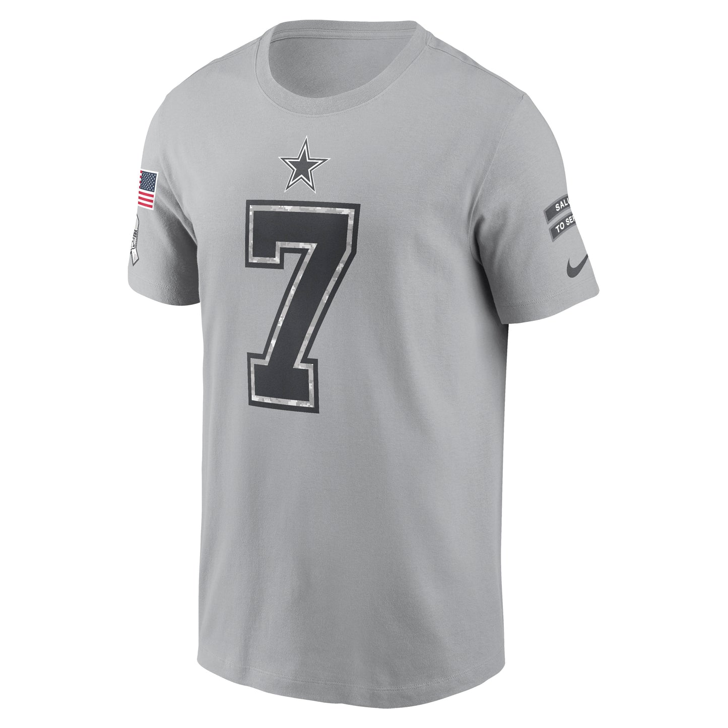 Dallas Cowboys Nike 2024 Salute to Service #7 Travon Diggs Player T-Shirt - Gray