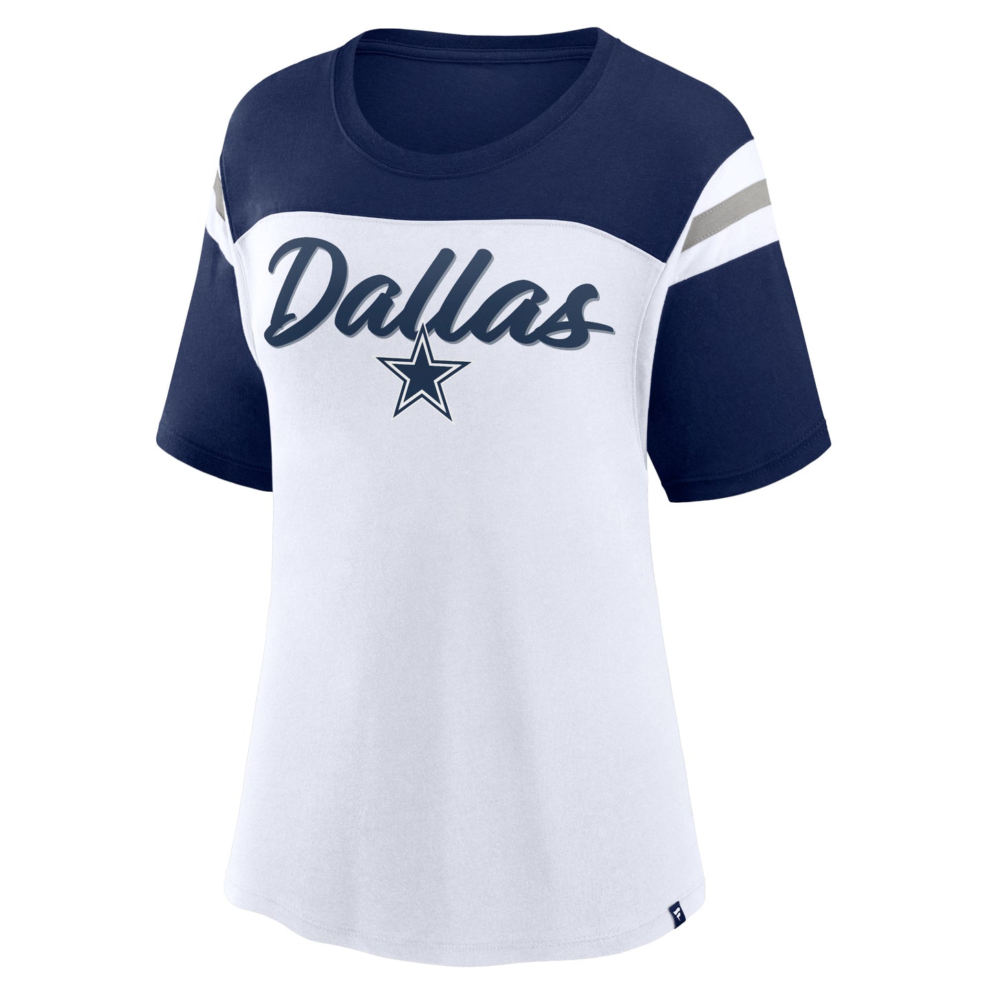 Dallas Cowboys Fanatics Cheer Chant Women's Fashion T-Shirt - White/Navy
