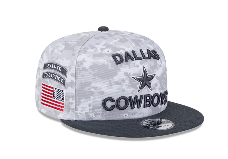 Dallas Cowboys New Era 2024 Salute To Service 9FIFTY Snapback Hat - White/Graphite