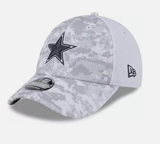 Dallas Cowboys New Era White 2024 Salute To Service Digital Camo Salute To Service 9FORTY Hat