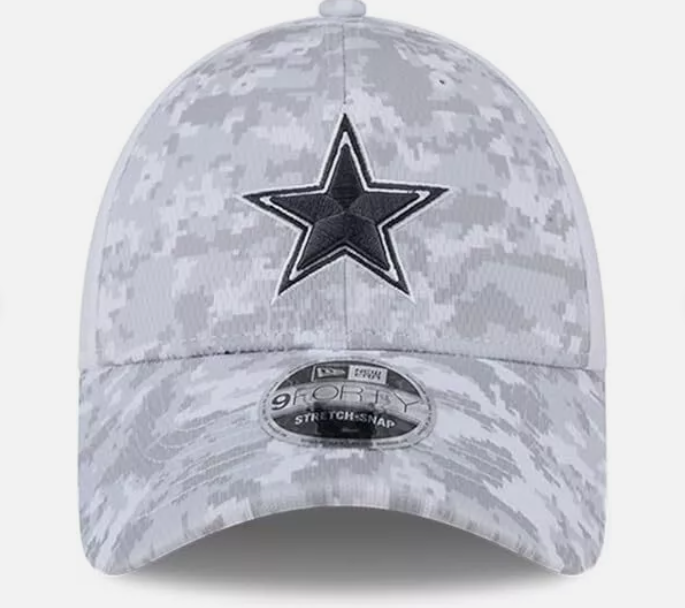 Dallas Cowboys New Era White 2024 Salute To Service Digital Camo Salute To Service 9FORTY Hat