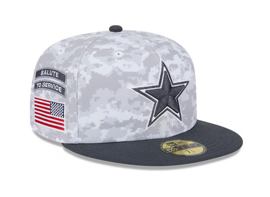 Dallas Cowboys New Era 2024 Salute To Service 59FIFTY Fitted Hat - Arctic Camo/Graphite