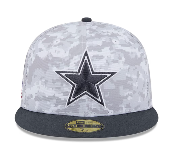 Dallas Cowboys New Era 2024 Salute To Service 59FIFTY Fitted Hat - Arctic Camo/Graphite