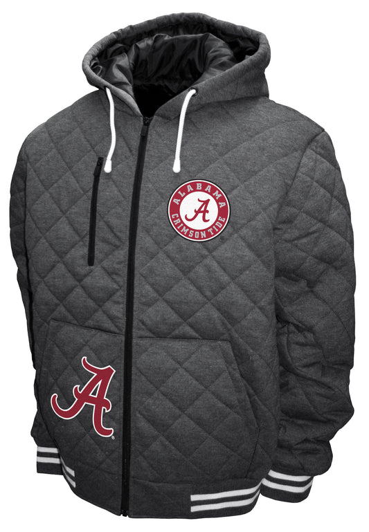 Alabama Crimson Tide Franchise Club Diamond Quilted Full-Zip Hoodie Jacket - Gray