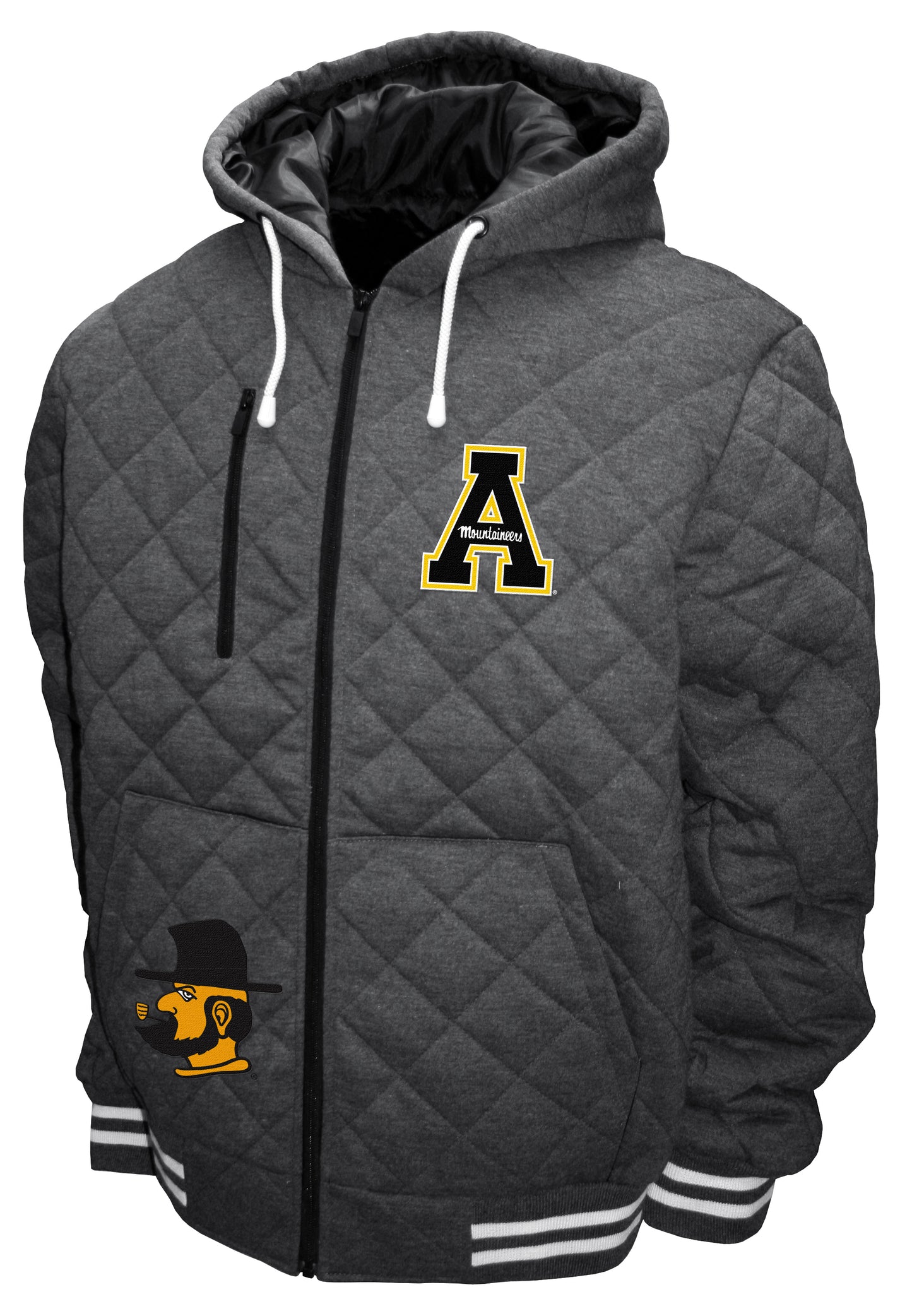 Appalachian State Mountaineers Franchise Club Diamond Quilted Full-Zip Hoodie Jacket - Gray