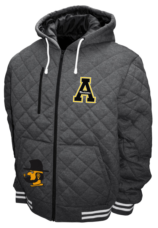 Appalachian State Mountaineers Franchise Club Diamond Quilted Full-Zip Hoodie Jacket - Gray