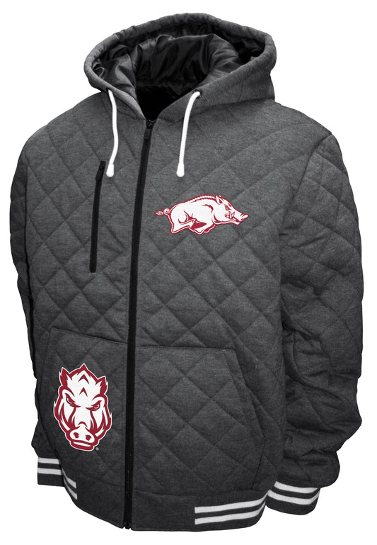 Arkansas Razorbacks Franchise Club Diamond Quilted Full-Zip Hoodie Jacket - Gray