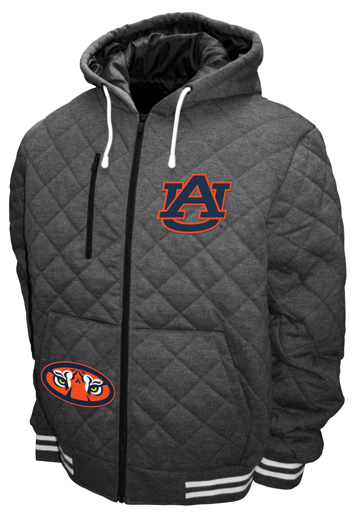 Auburn Tigers Franchise Club Diamond Quilted Full-Zip Hoodie Jacket - Gray