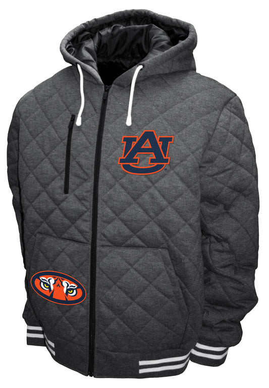 Auburn Tigers Franchise Club Diamond Quilted Full-Zip Hoodie Jacket - Gray