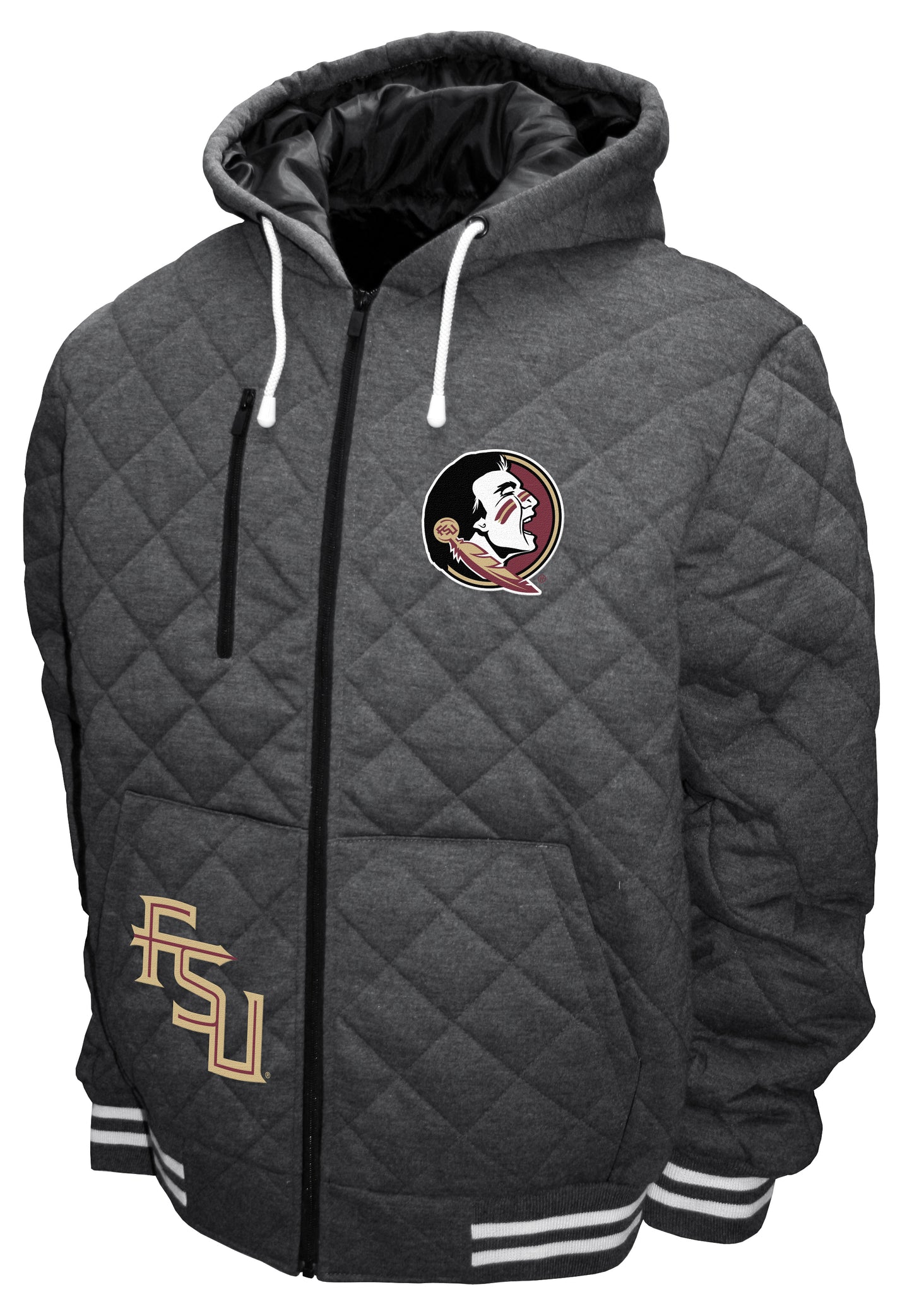 Florida State Seminoles Franchise Club Diamond Quilted Full-Zip Hoodie Jacket - Gray