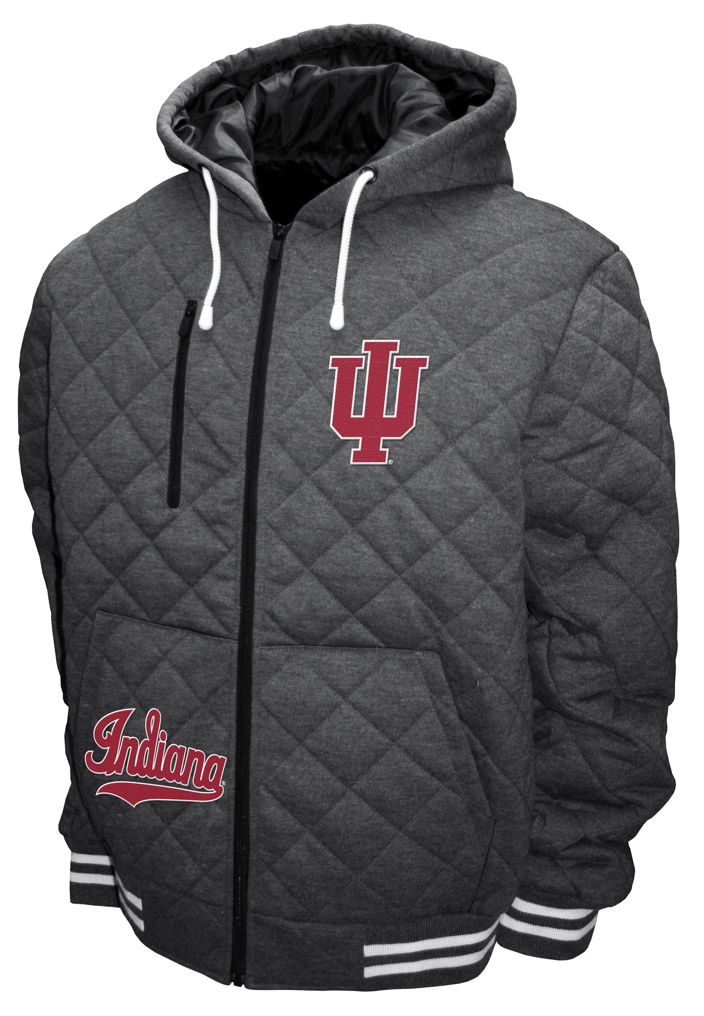 Indiana Hoosiers Franchise Club Diamond Quilted Full-Zip Hoodie Jacket - Gray
