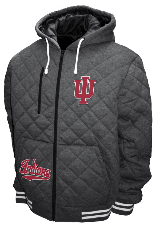 Indiana Hoosiers Franchise Club Diamond Quilted Full-Zip Hoodie Jacket - Gray