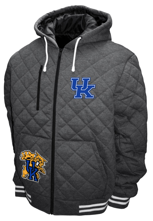 Kentucky Wildcats Franchise Club Diamond Quilted Full-Zip Hoodie Jacket - Gray