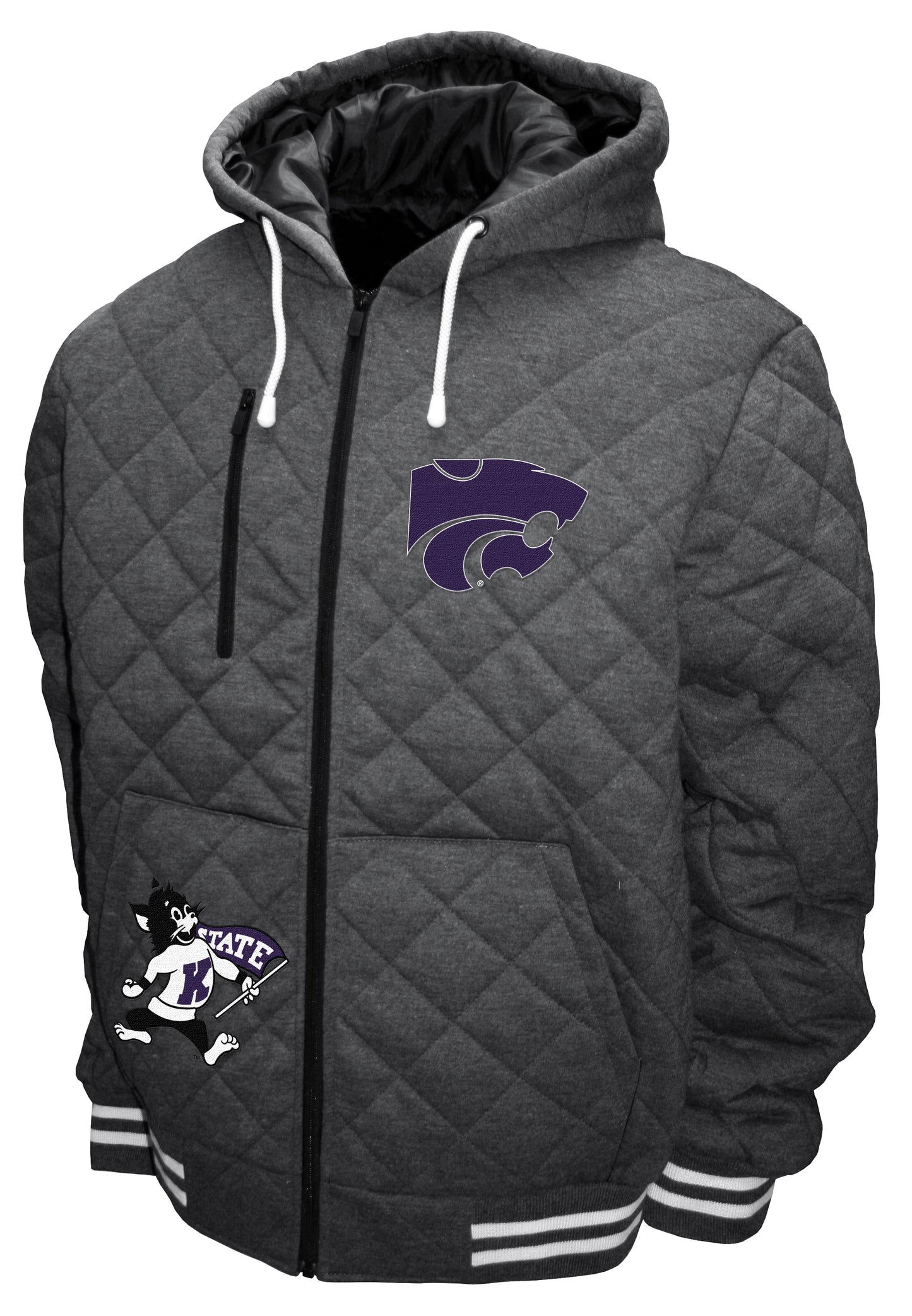 Kansas State Wildcats Franchise Club Diamond Quilted Full-Zip Hoodie Jacket - Gray
