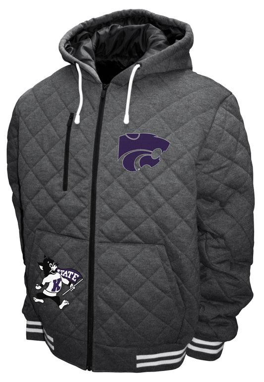 Kansas State Wildcats Franchise Club Diamond Quilted Full-Zip Hoodie Jacket - Gray