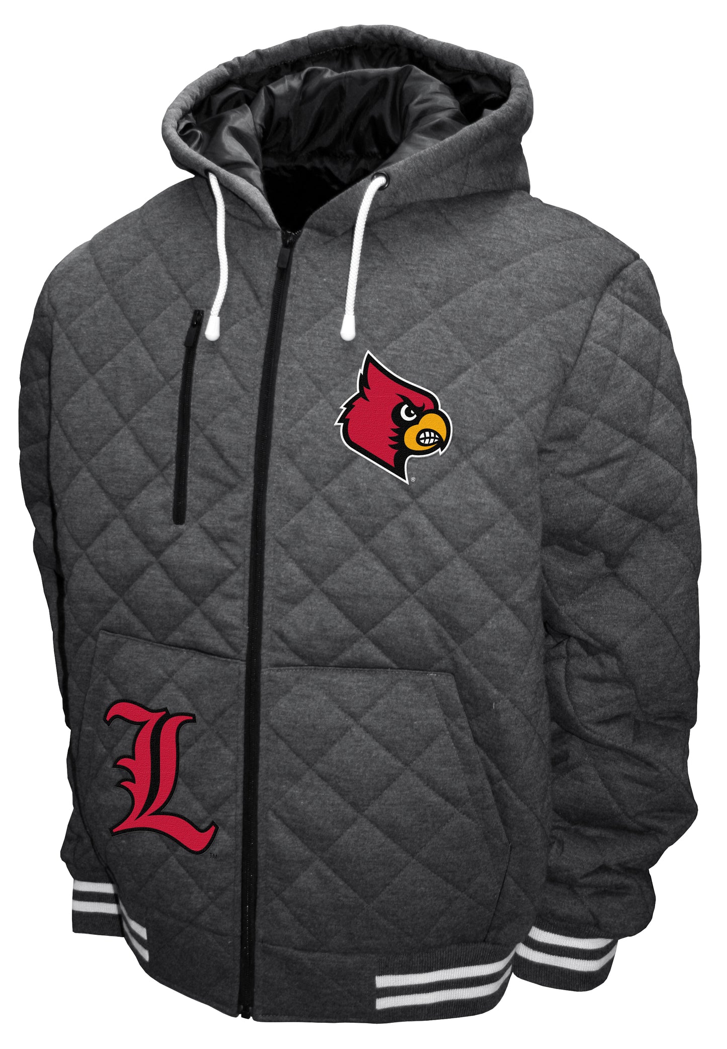 Louisville Cardinals Franchise Club Diamond Quilted Full-Zip Hoodie Jacket - Gray