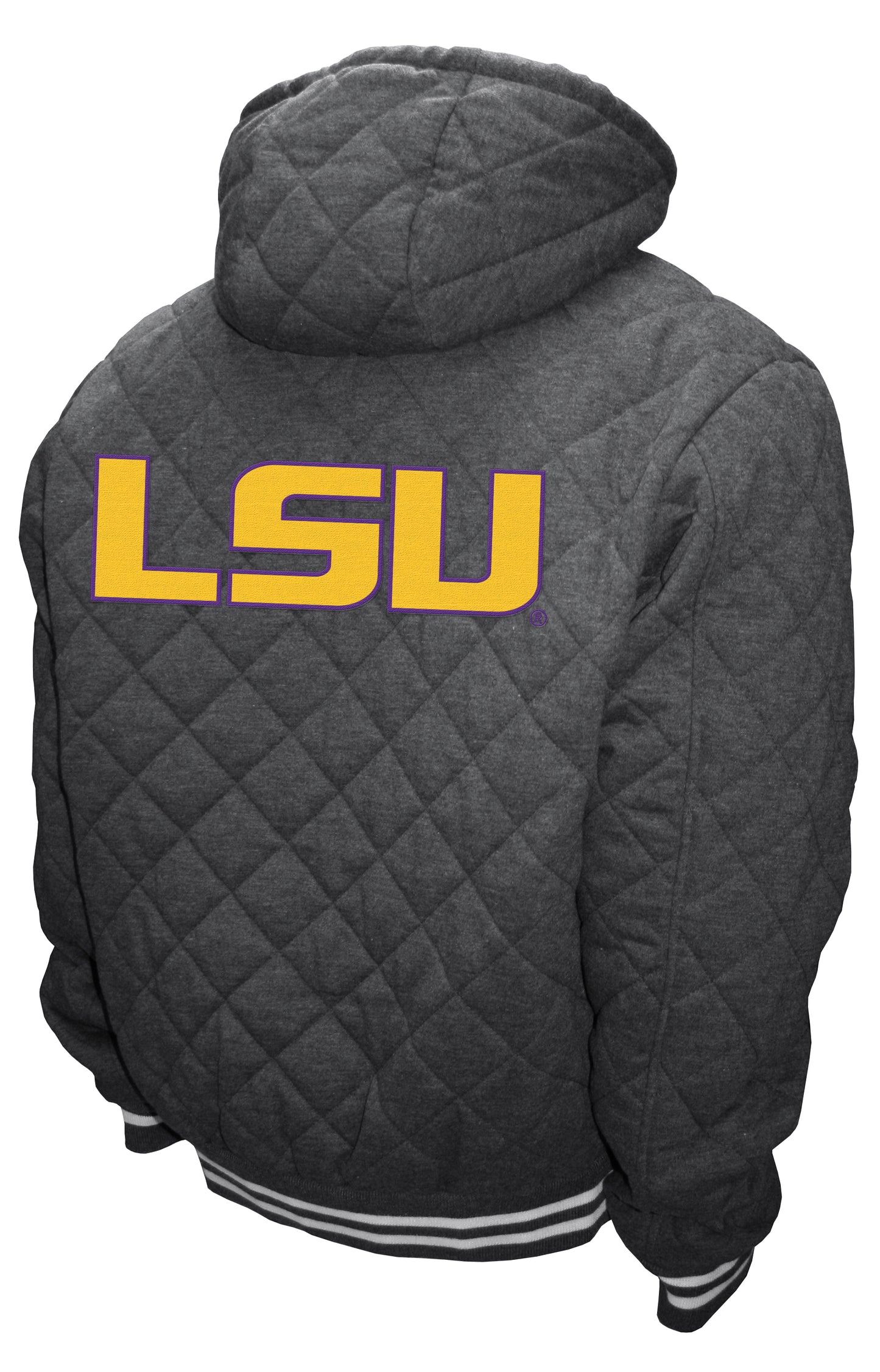 LSU Tigers Franchise Club Diamond Quilted Full-Zip Hoodie Jacket - Gray