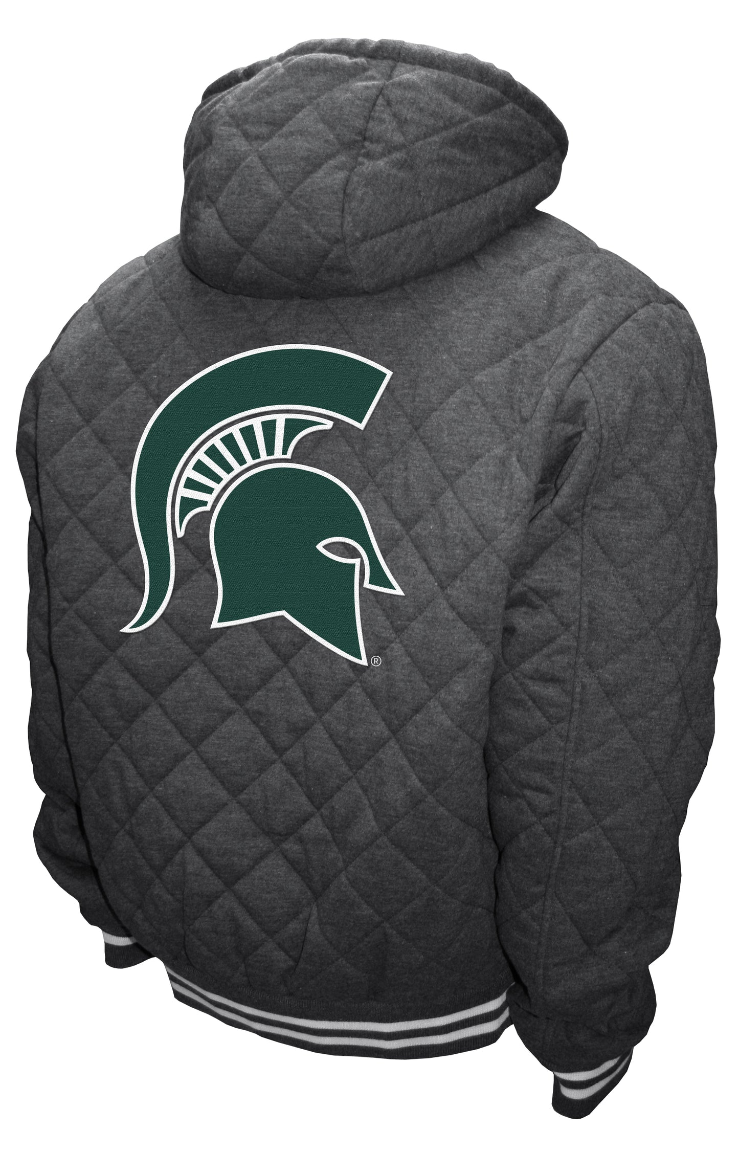 Michigan State Spartans Franchise Club Diamond Quilted Full-Zip Hoodie Jacket - Gray