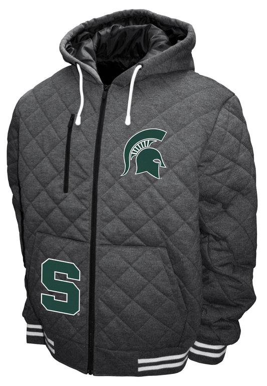 Michigan State Spartans Franchise Club Diamond Quilted Full-Zip Hoodie Jacket - Gray