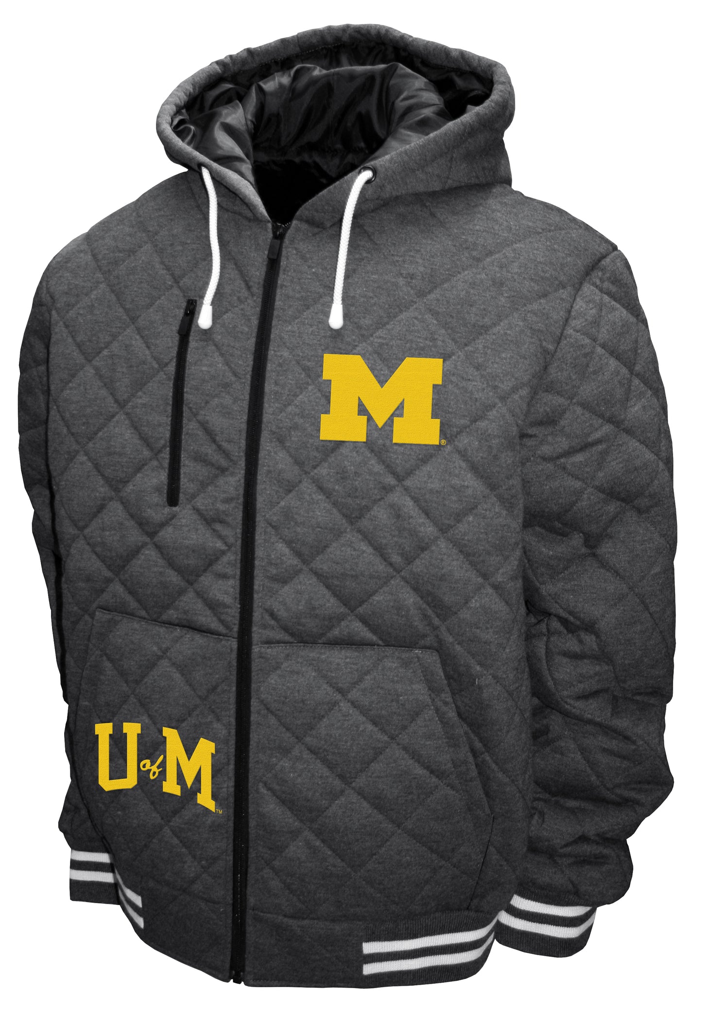 Michigan Wolverines Franchise Club Diamond Quilted Full-Zip Hoodie Jacket - Gray