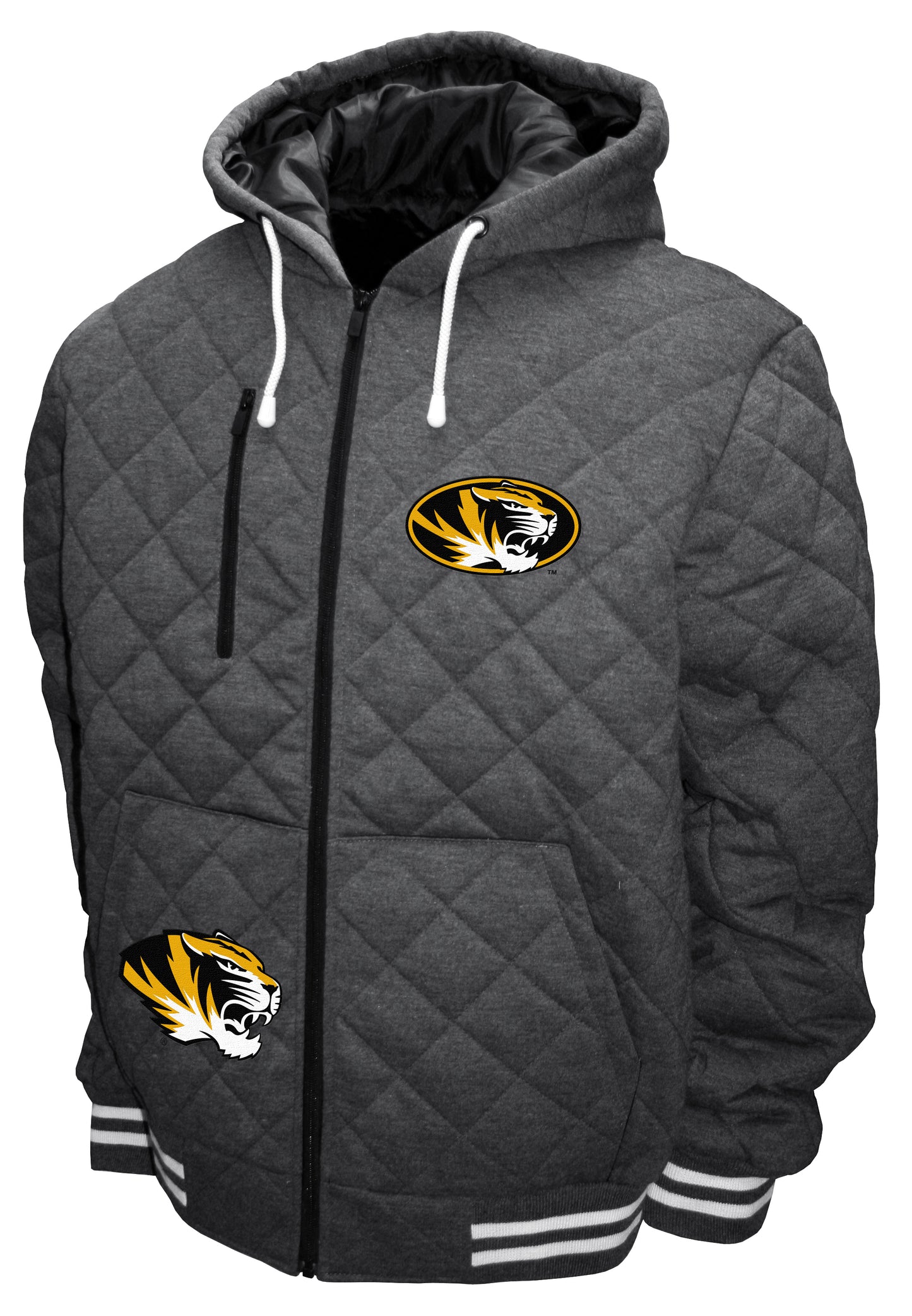 Missouri Tigers Franchise Club Diamond Quilted Full-Zip Hoodie Jacket - Gray