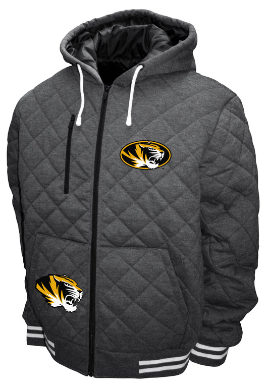 Missouri Tigers Franchise Club Diamond Quilted Full-Zip Hoodie Jacket - Gray