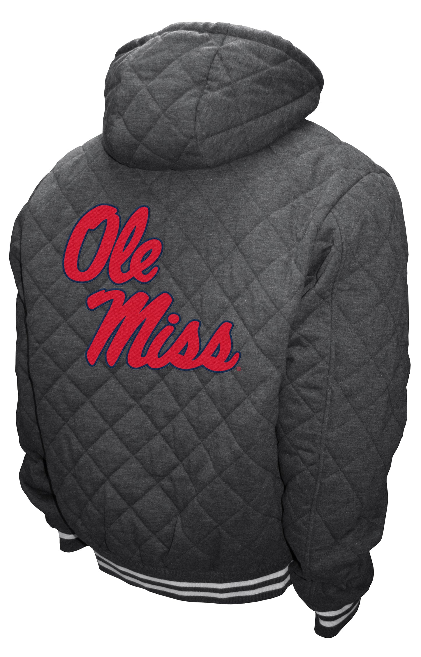 Ole Miss Rebels Franchise Club Diamond Quilted Full-Zip Hoodie Jacket - Gray