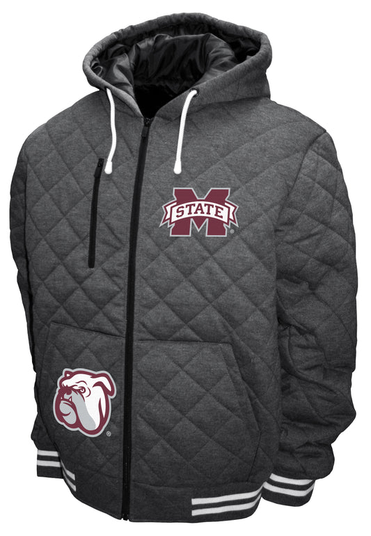 Mississippi State Bulldogs Franchise Club Diamond Quilted Full-Zip Hoodie Jacket - Gray