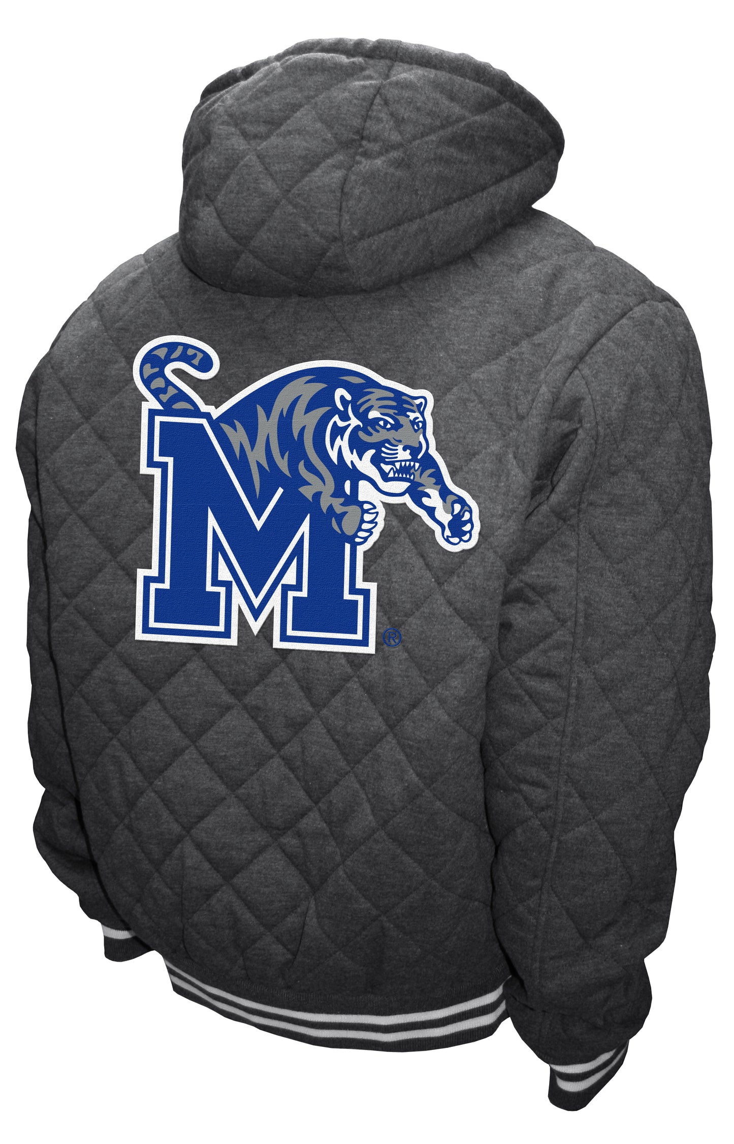 Memphis Tigers Franchise Club Diamond Quilted Full-Zip Hoodie Jacket - Gray