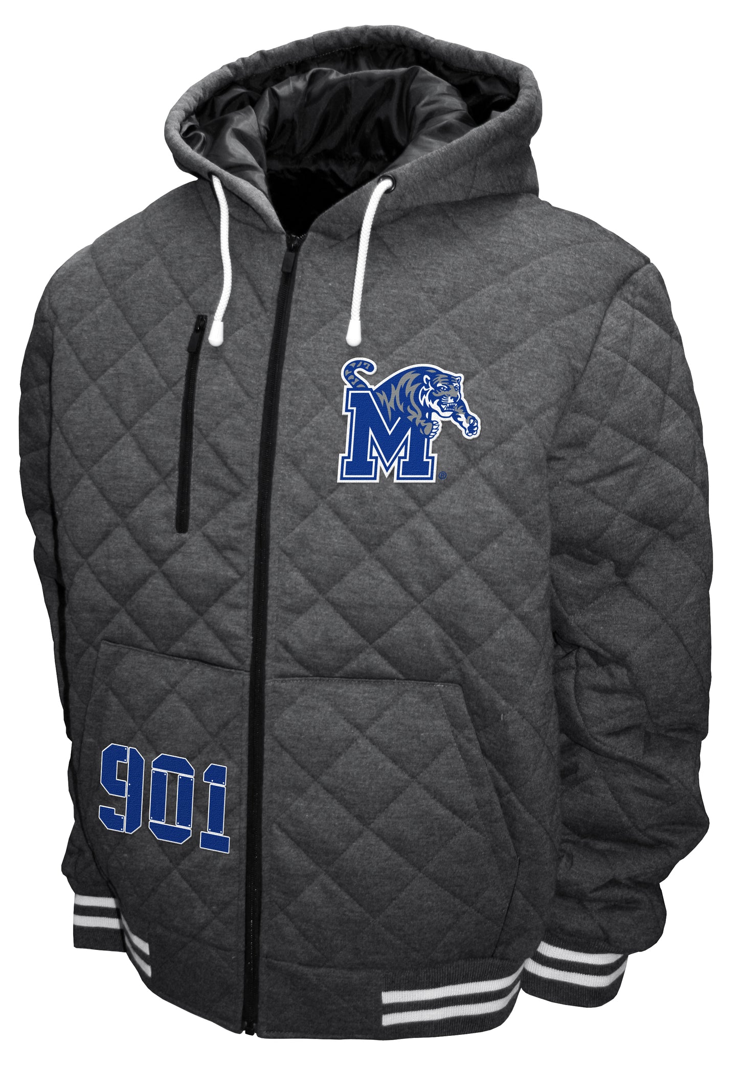Memphis Tigers Franchise Club Diamond Quilted Full-Zip Hoodie Jacket - Gray