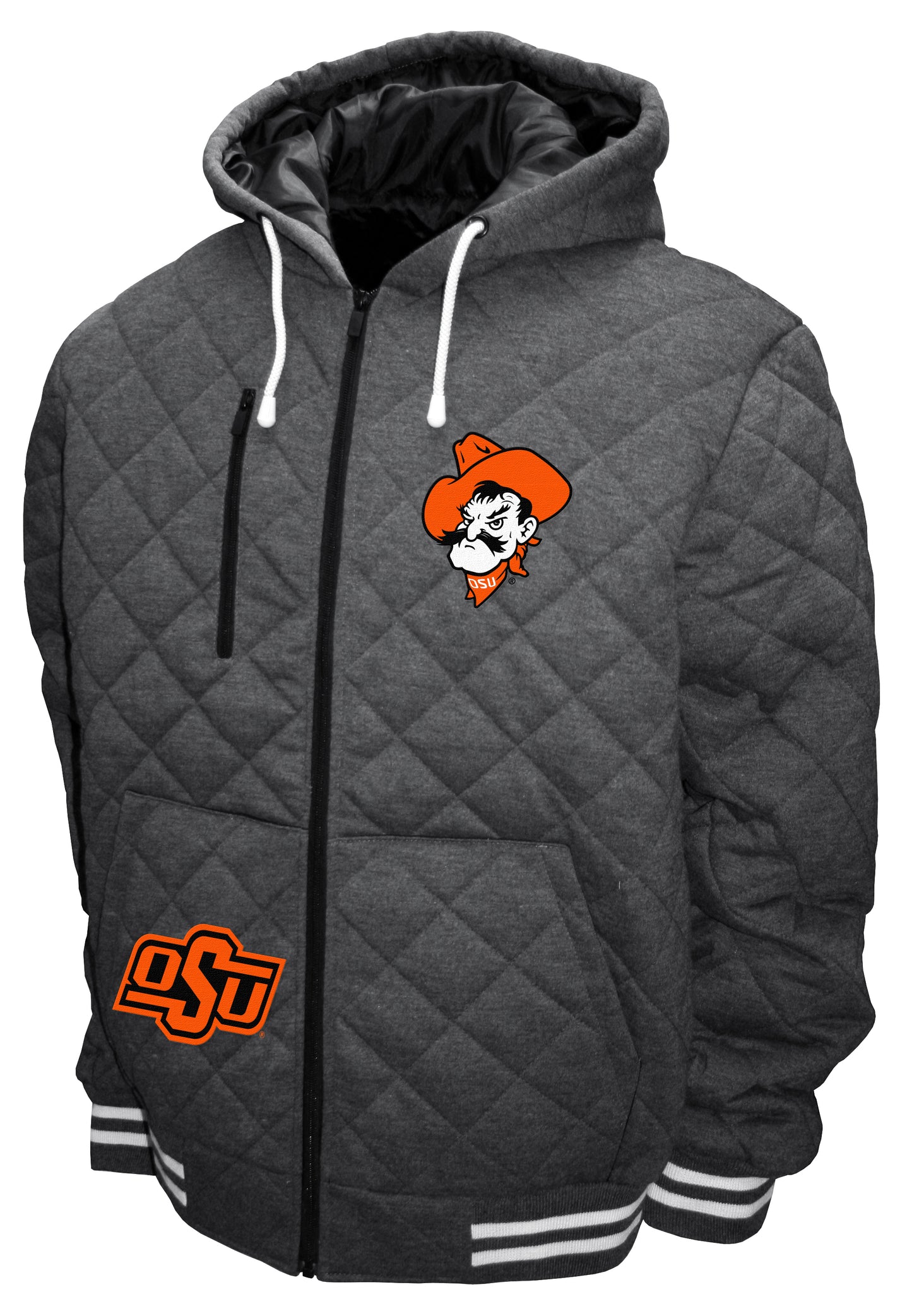 Oklahoma State Cowboys Franchise Club Diamond Quilted Full-Zip Hoodie Jacket - Gray