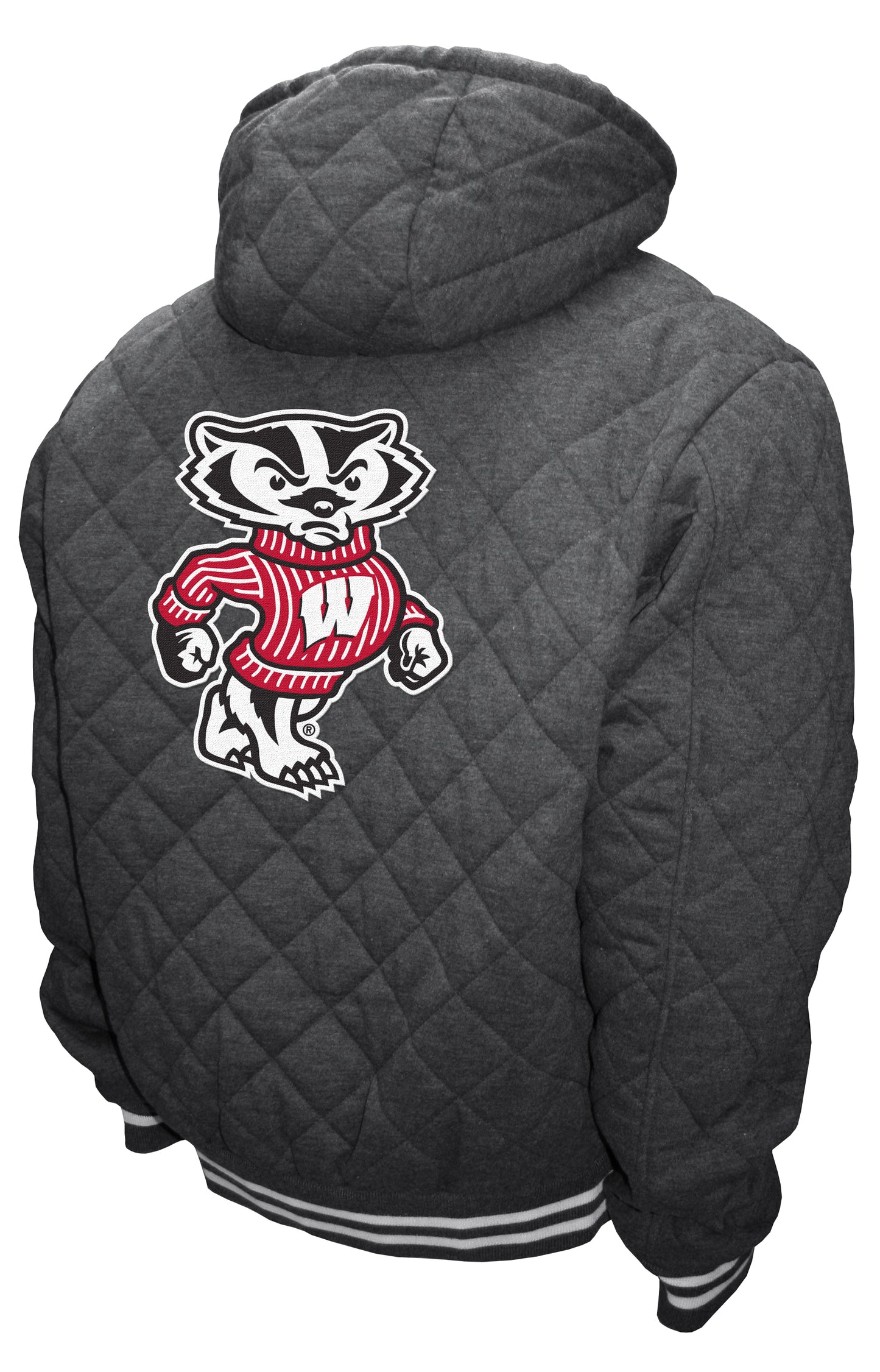 Wisconsin Badgers Franchise Club Diamond Quilted Full-Zip Hoodie Jacket - Gray