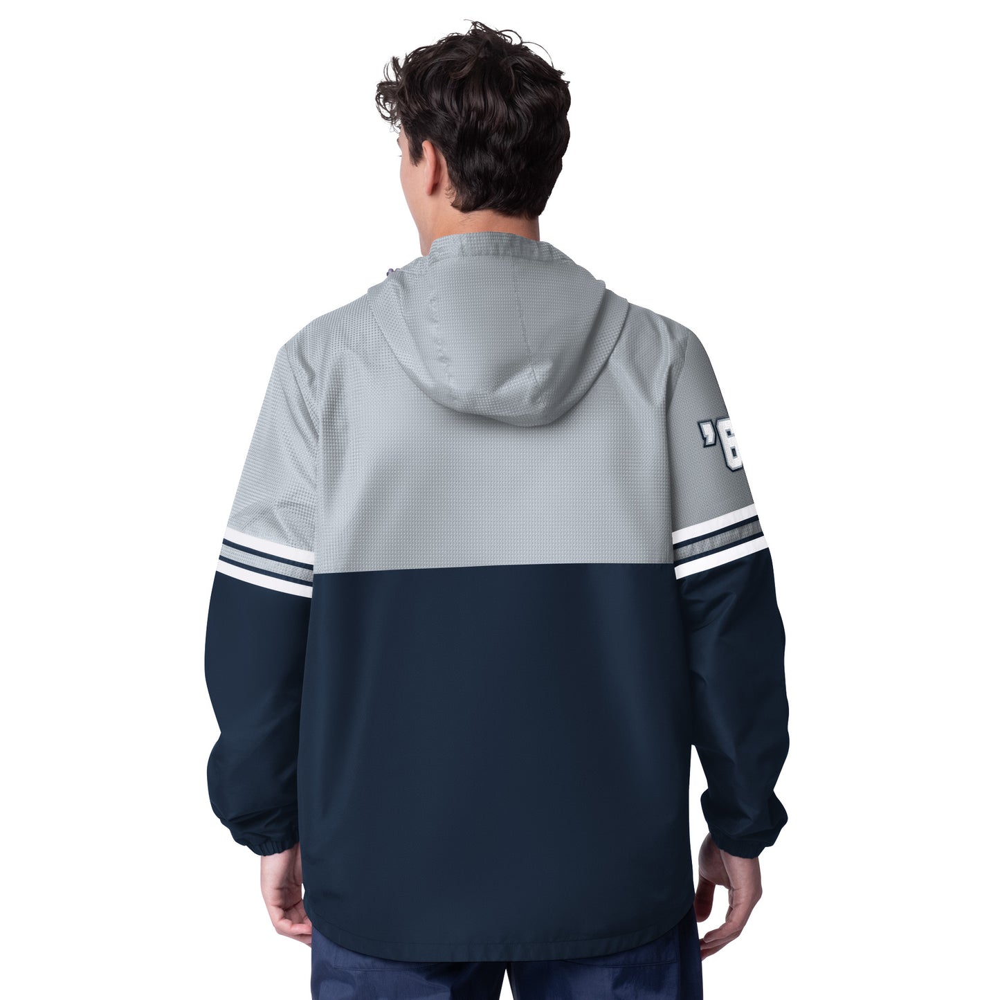 Dallas Cowboys Batter Up 1/4 Zip Windbreaker-Gray/Blue