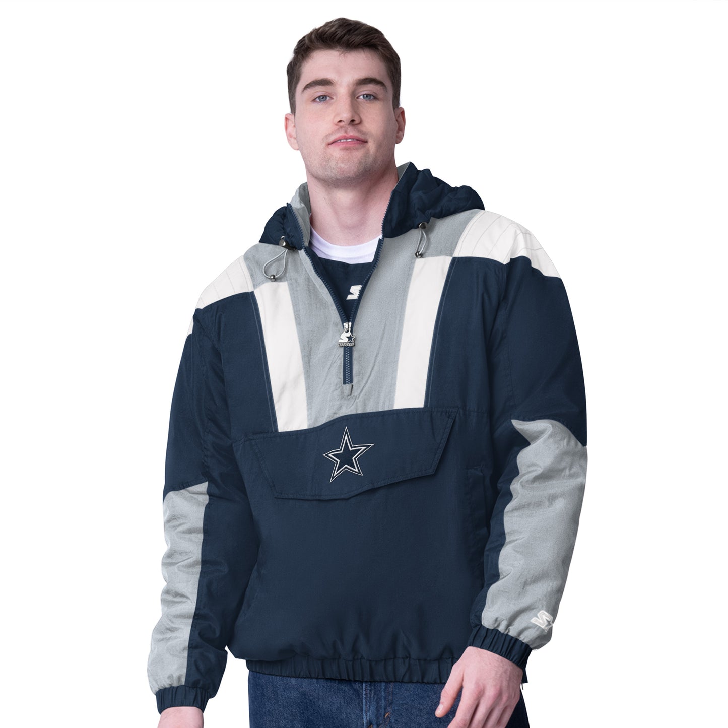 Dallas Cowboys Starter Charger 1/2 Zip Pull Over Jacket - Navy