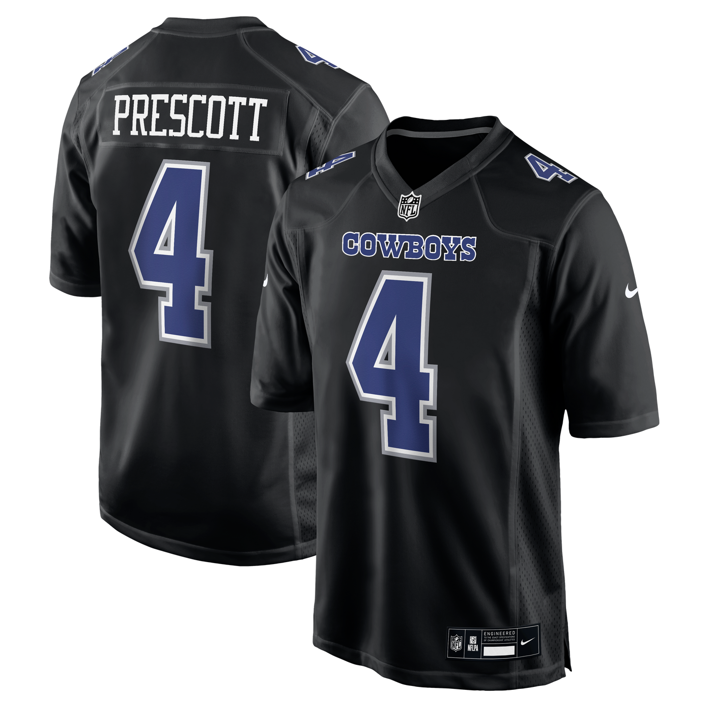 Dallas Cowboys Nike #4 Dak Prescott Men's Carbon Black Game Jersey