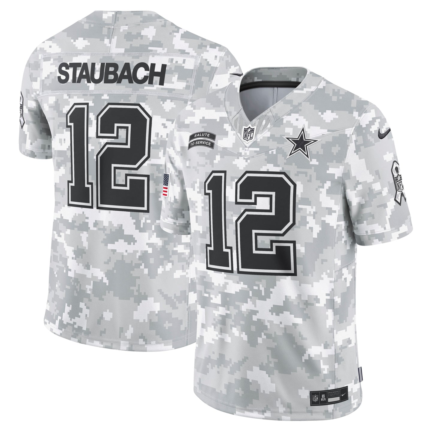 Dallas Cowboys Nike #12 Roger Staubach 2024 Salute To Service Limited Jersey - Gray