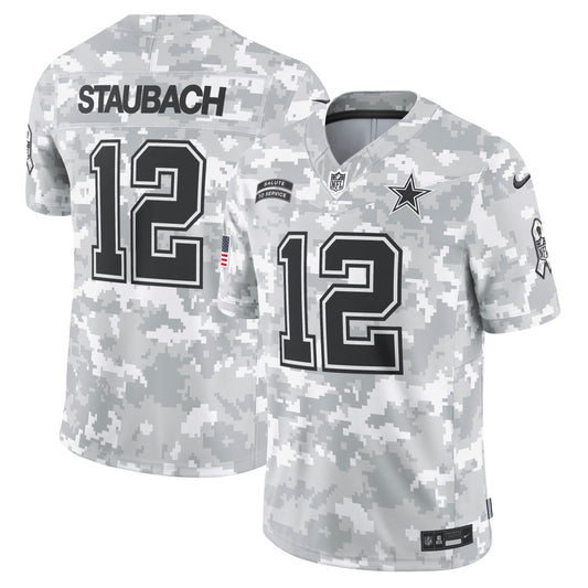 Dallas Cowboys Nike #12 Roger Staubach 2024 Salute To Service Limited Jersey - Gray