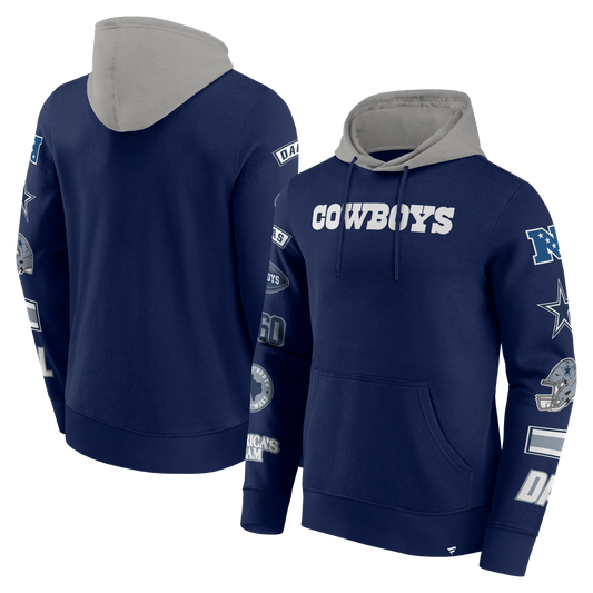 Dallas Cowboys Fanatics Patched Out Pullover Hoodie - Navy/Silver