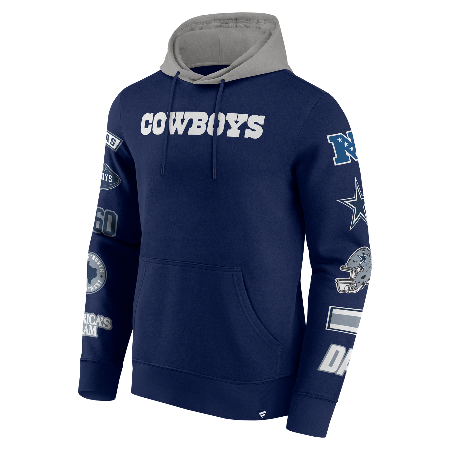 Dallas Cowboys Fanatics Patched Out Pullover Hoodie - Navy/Silver