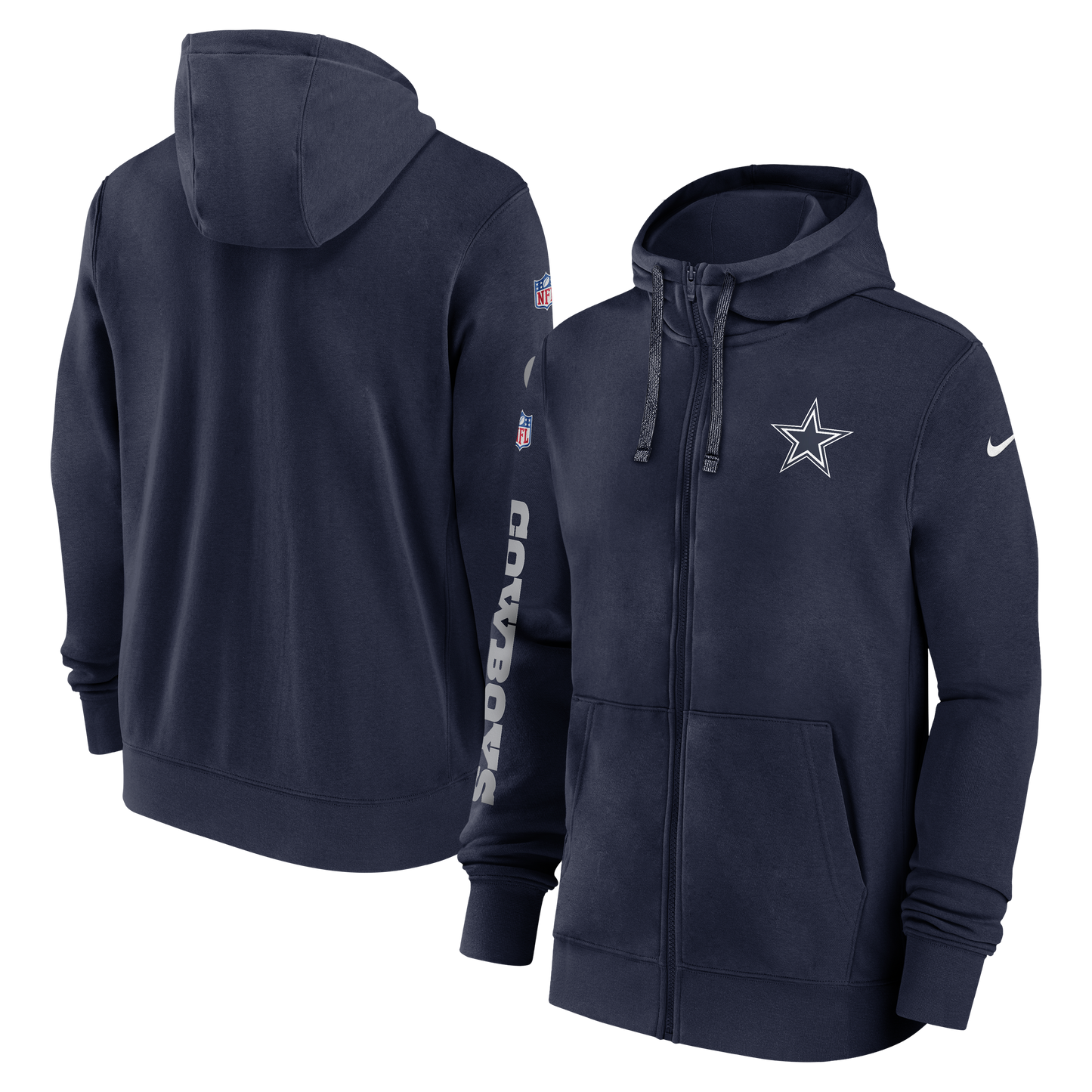 Dallas Cowboys Nike 2024 Sideline Club Full-Zip Hoodie - Navy